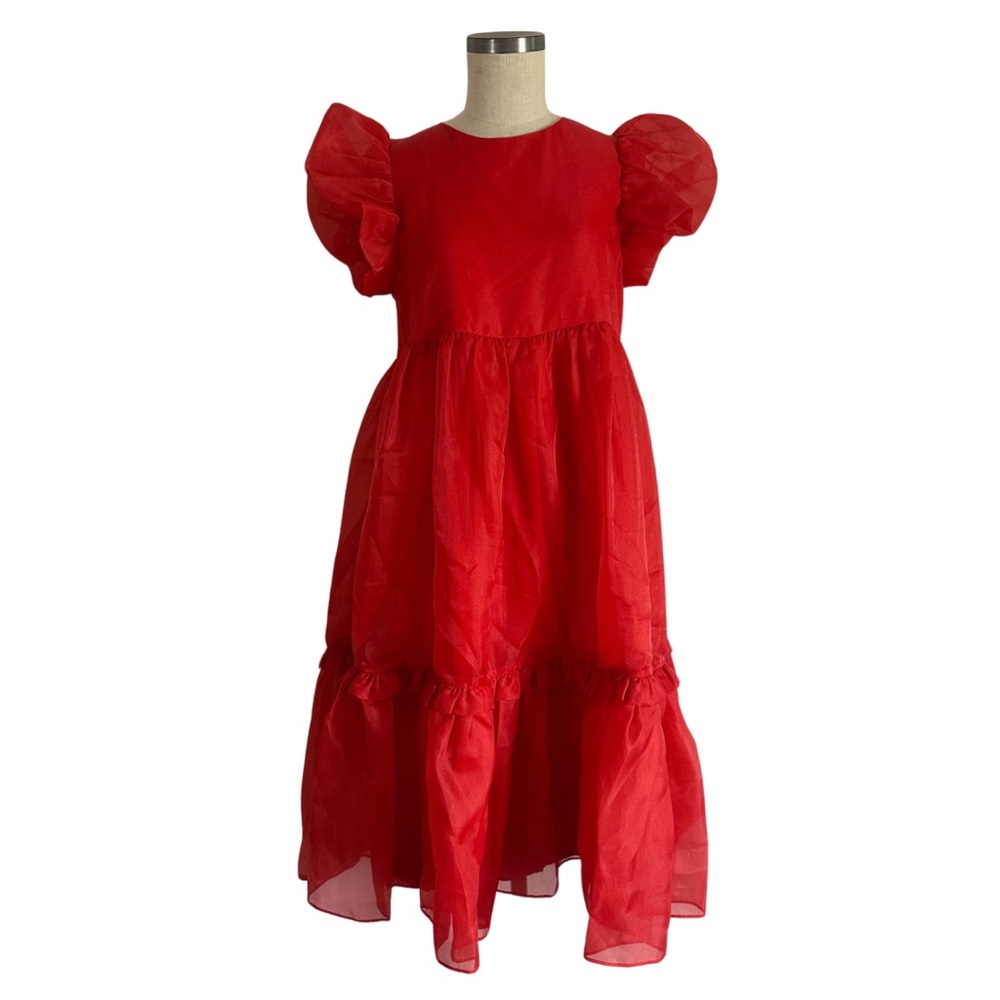 Selkie red Dream Girl puff midi dress - size M